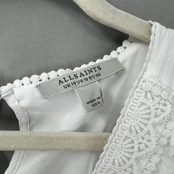 $329 AllSaints Mini Dress Womens 10 Vintage Romance Boho Chic Cottagecore Fairy - Picture 16 of 16